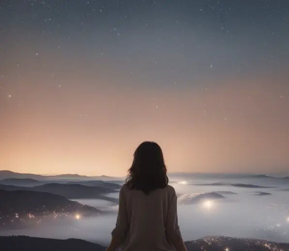 Photo of a woman looking at the stars