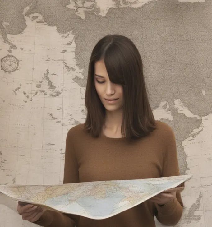 Photo of a woman searching on a map